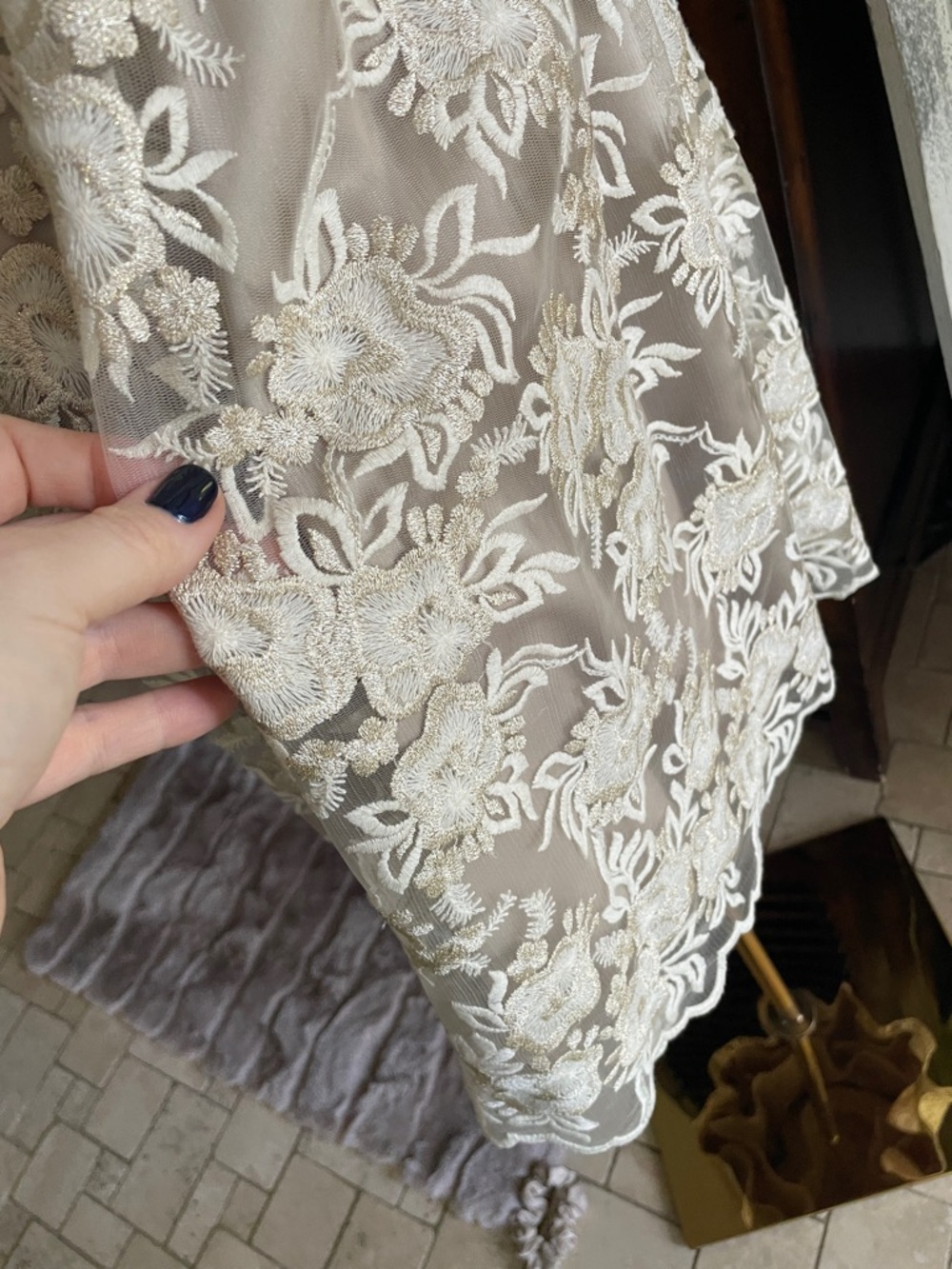 NWT Eliza J Gold Lace Dress with Belt Pockets Bridal Mitzvah Elegant 4P - Picture 16 of 16